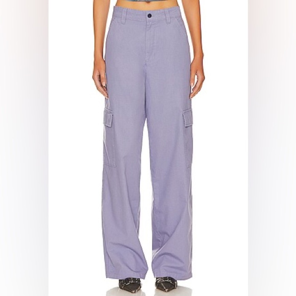 Dr. Denim Donna Cargo in Blue Granite Size S/32 Wide Leg Canvas Zip Fly Pockets